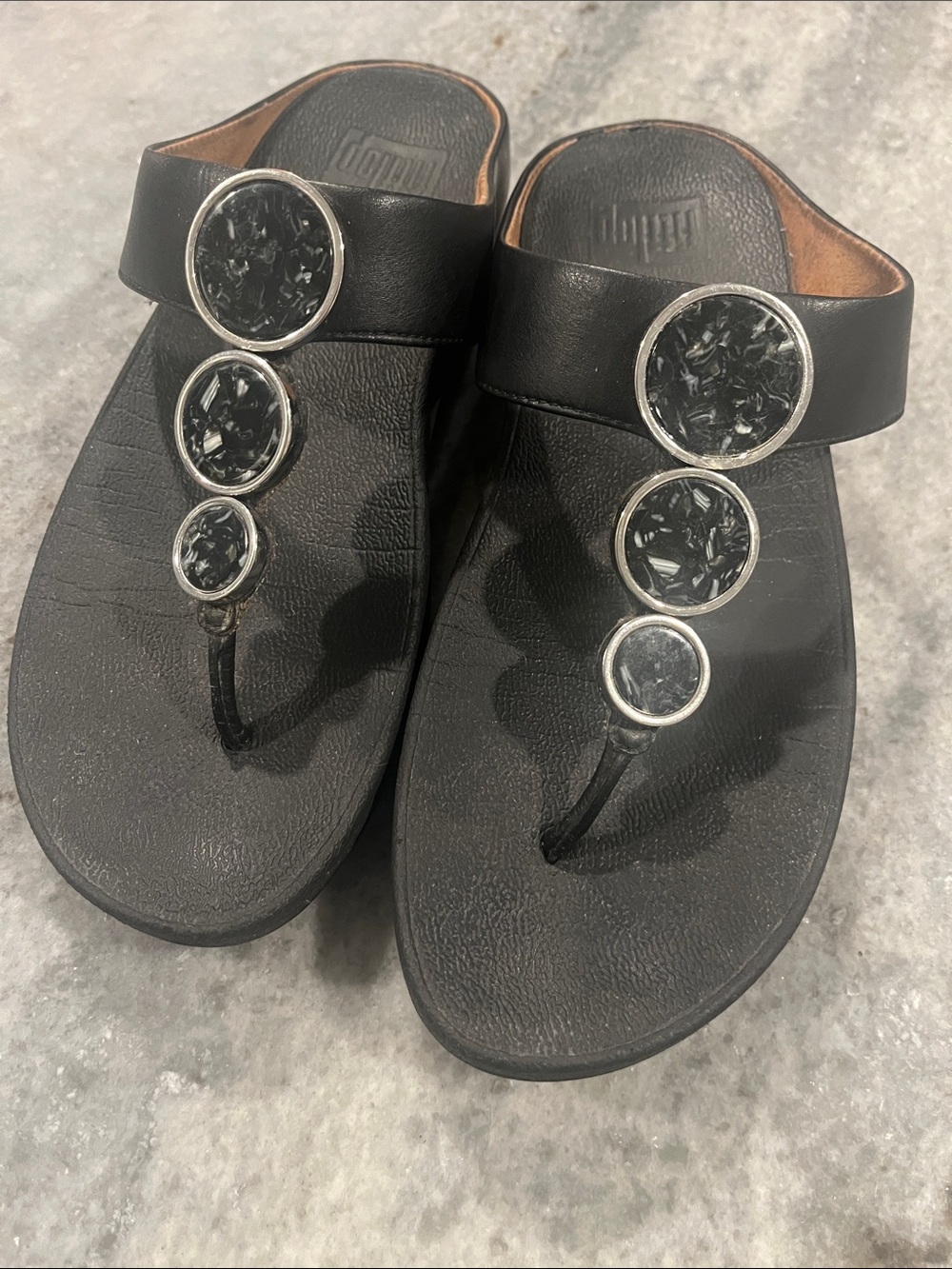 Fitflop Black Embellished Toe-Post Sandals